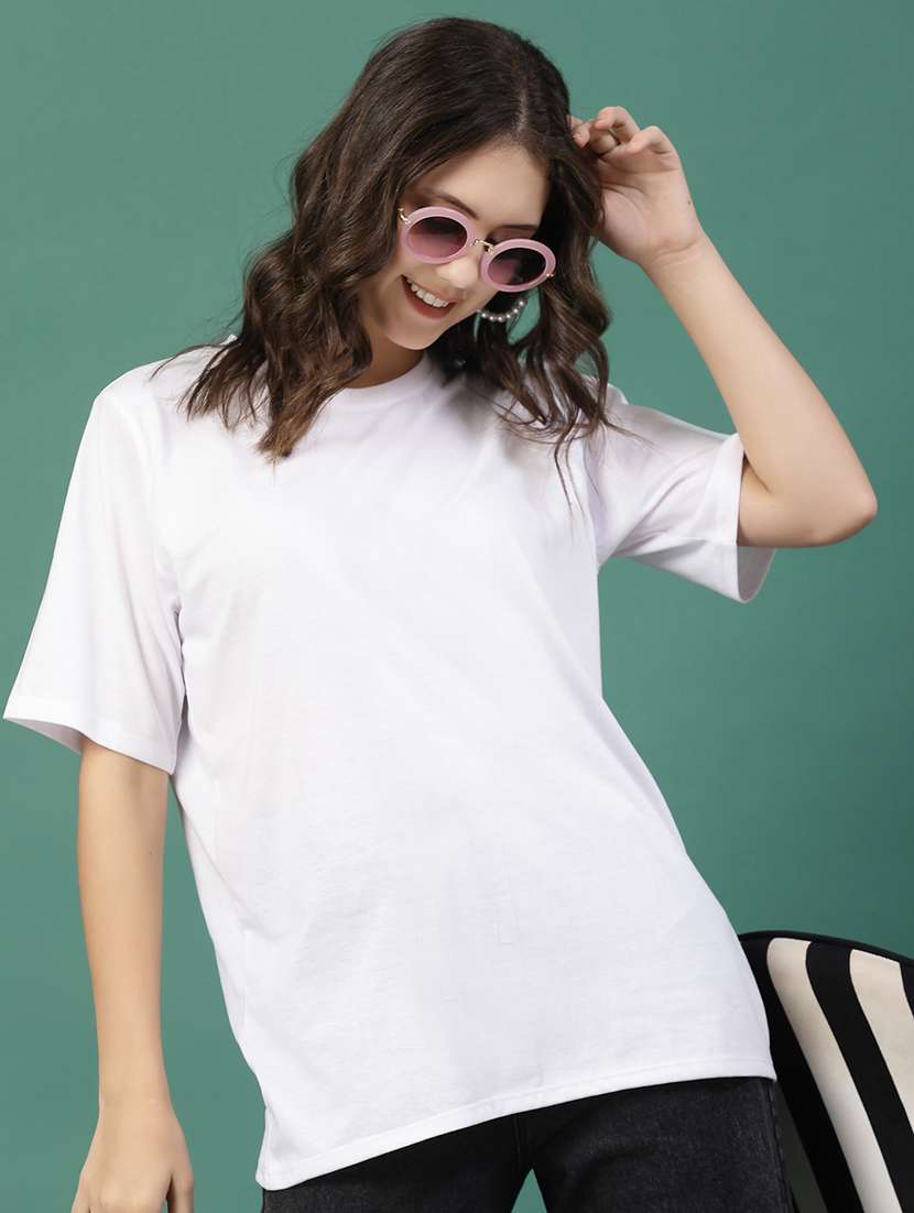 white cotton jersey oversized t-shirt - 21276076 -  Standard Image - 1