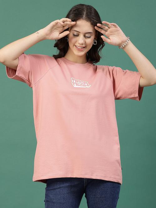 peach cotton oversized t-shirt - 21276089 -  Standard Image - 0