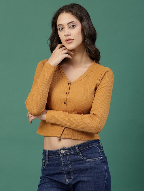 brown cotton crop top - 21276093 - Standard Image - 0