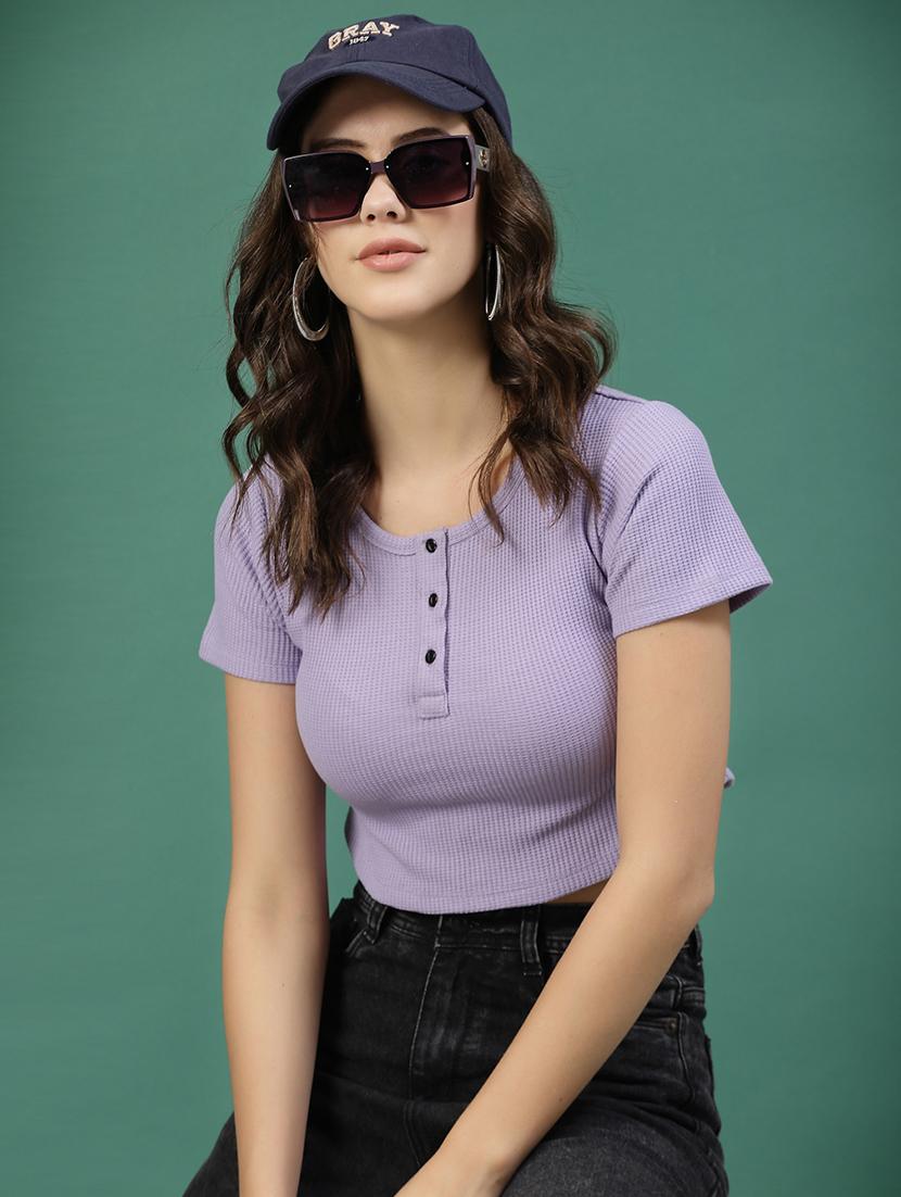 lavender cotton crop top - 21276109 - Standard Image - 1
