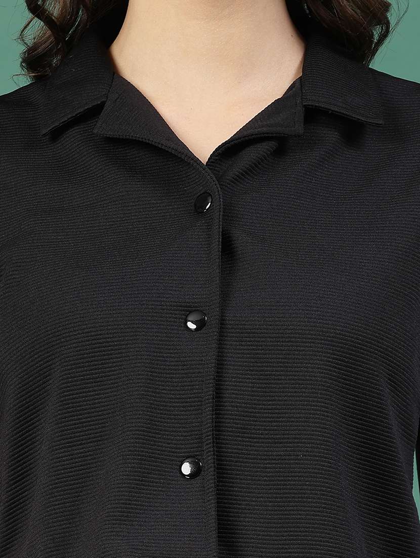 black polyester top and shorts set coord - 21276122 -  Standard Image - 4