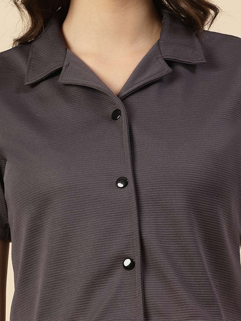 charcoal polyester top and shorts co-ord set - 21276124 -  Standard Image - 4