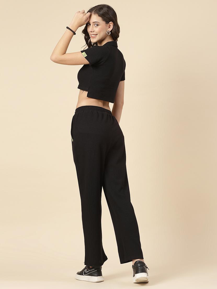 black cotton tshirt & jogger coord - 21276125 - Standard Image - 1