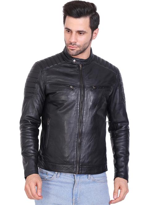 black leather biker jacket - 21276717 - Standard Image - 0