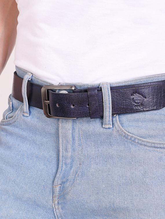 navy blue leather belt - 21276751 - Standard Image - 1