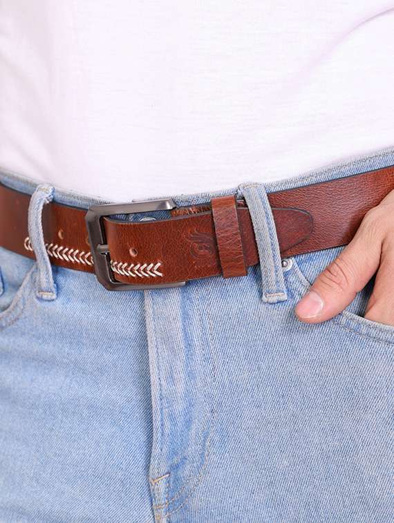 brown leather belt - 21276756 -  Standard Image - 1