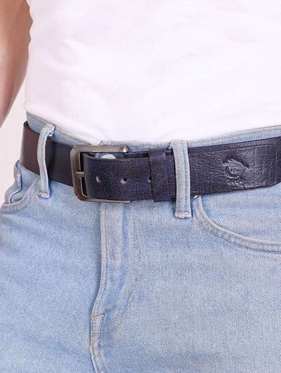 navy blue leather belt - 21276767 - Standard Image - 1