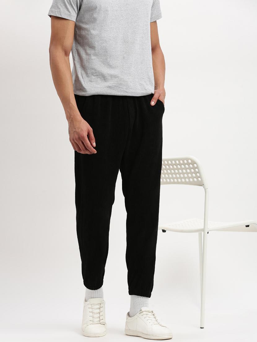 men black solid mid rise jogger - 21276809 - Standard Image - 1