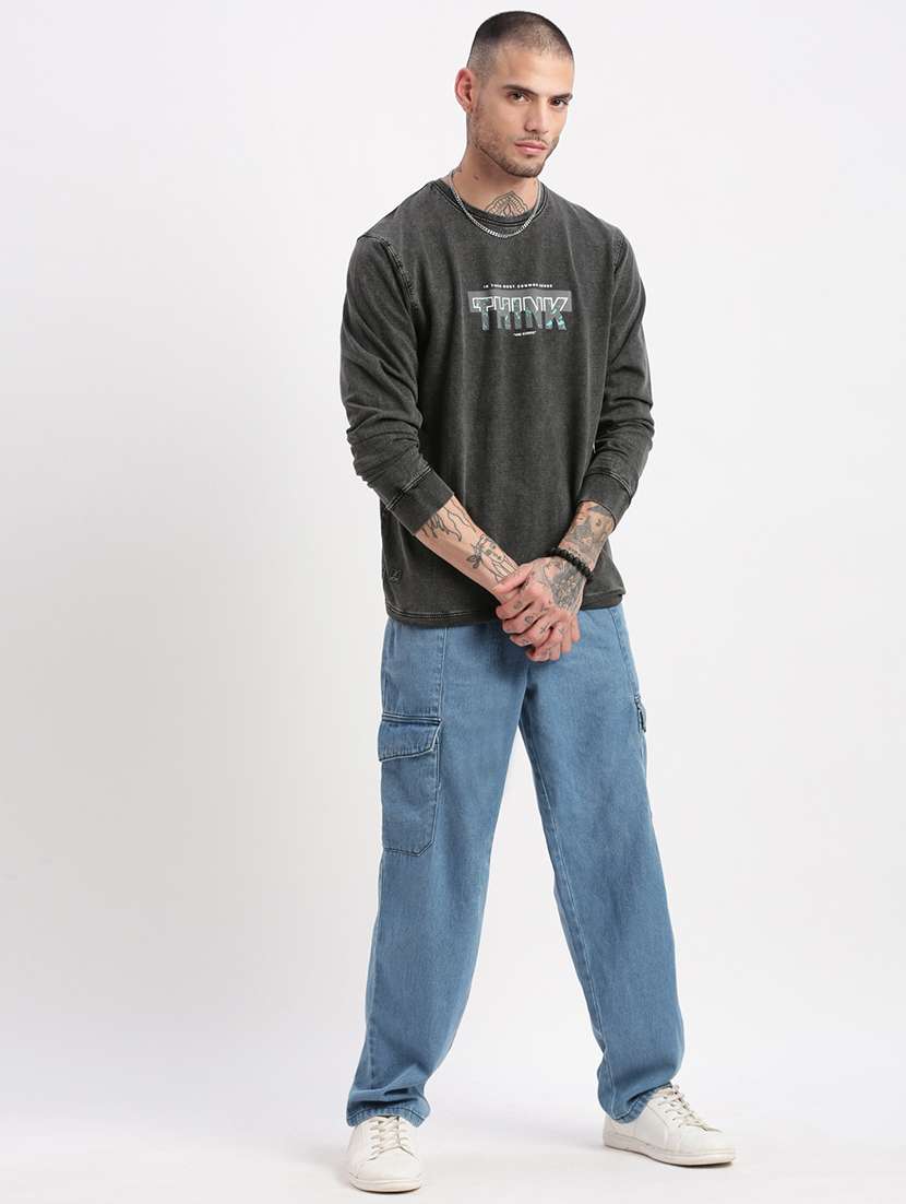 men long sleeved chest print sweatshirt - 21276868 -  Standard Image - 4
