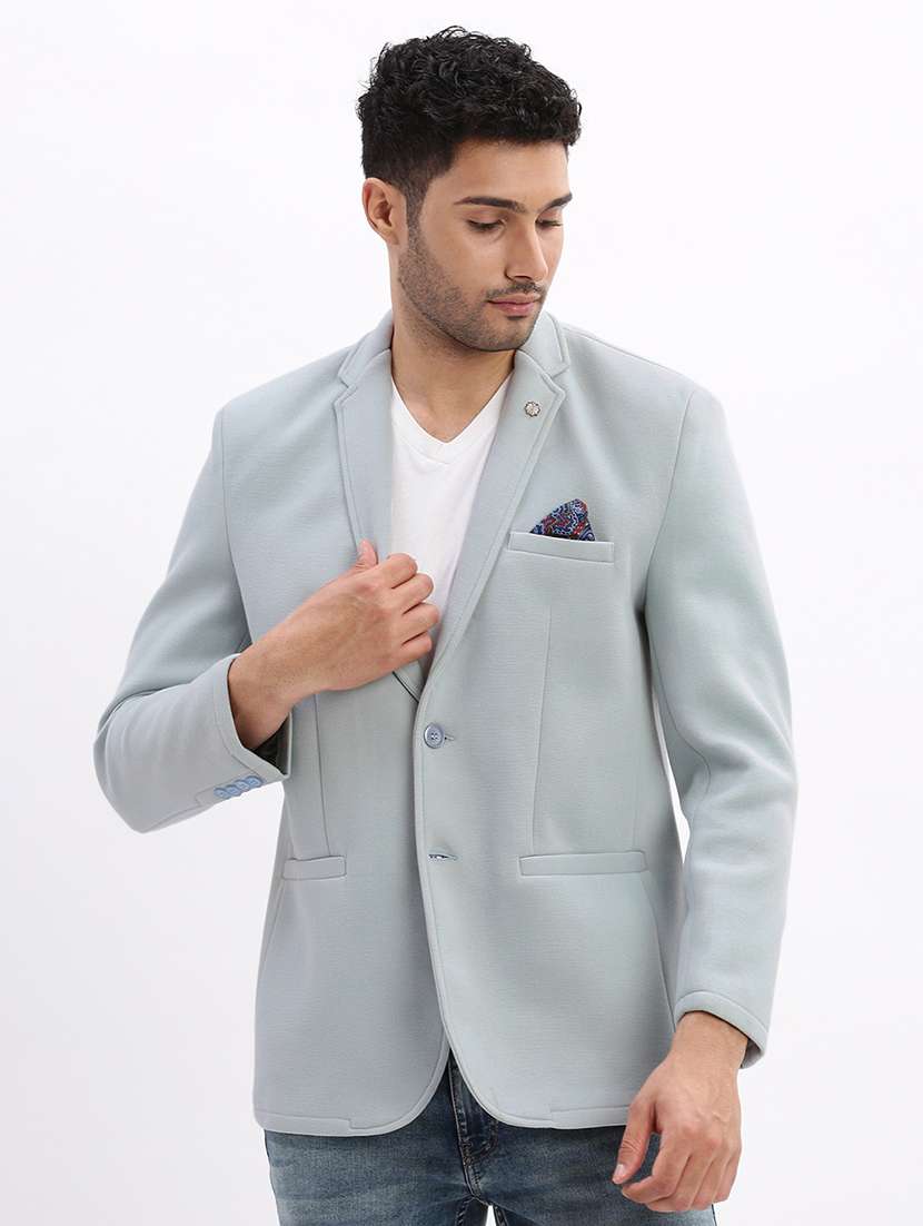 men's solid notched lapel single breasted blazer