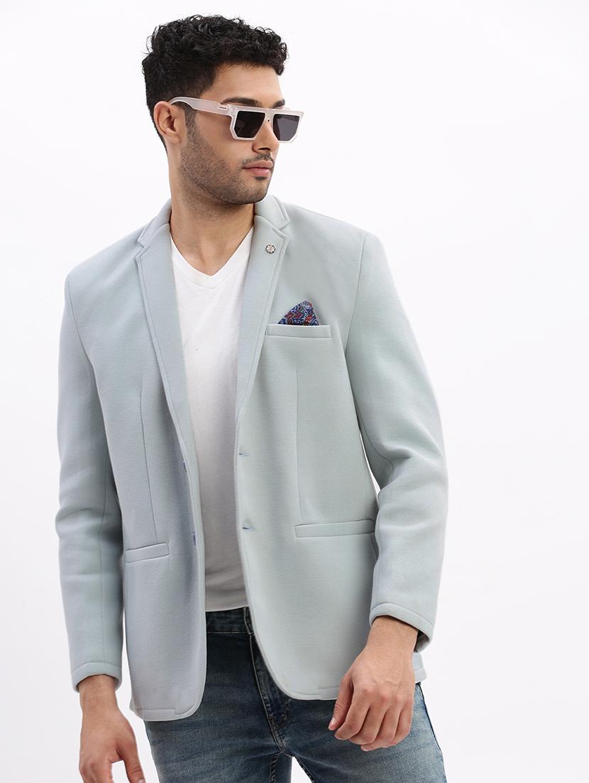 men's solid notched lapel single breasted blazer - 21276877 - Standard Image - 1