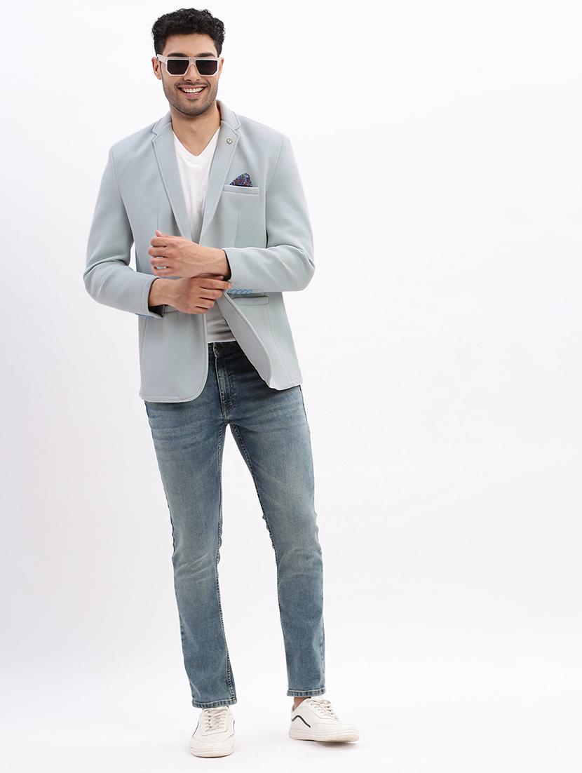 men's solid notched lapel single breasted blazer - 21276877 - Standard Image - 4