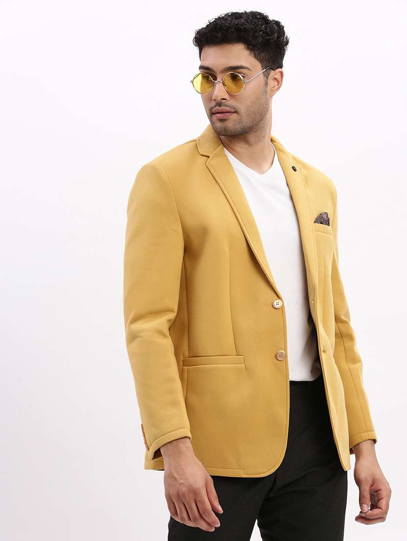 men's solid notched lapel single breasted blazer - 21276880 -  Standard Image - 1