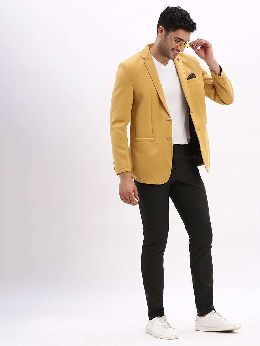 men's solid notched lapel single breasted blazer - 21276880 -  Standard Image - 4