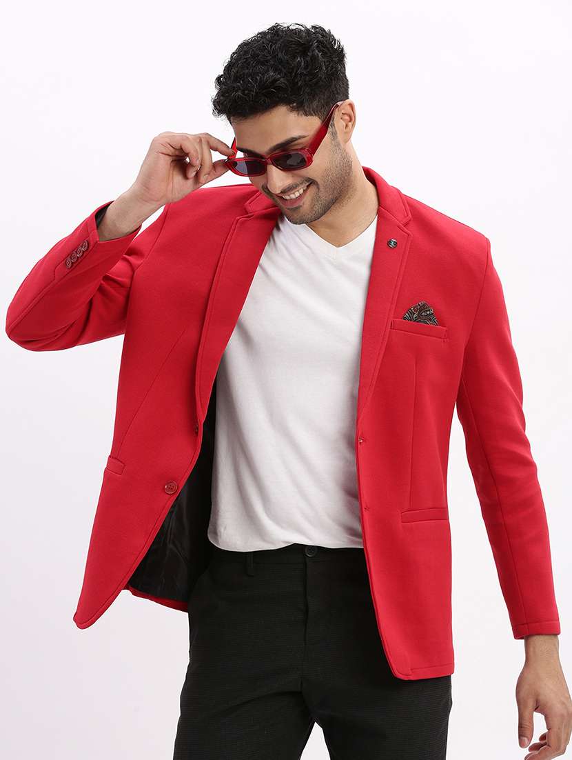 men's solid notched lapel single breasted blazer - 21276881 -  Standard Image - 1