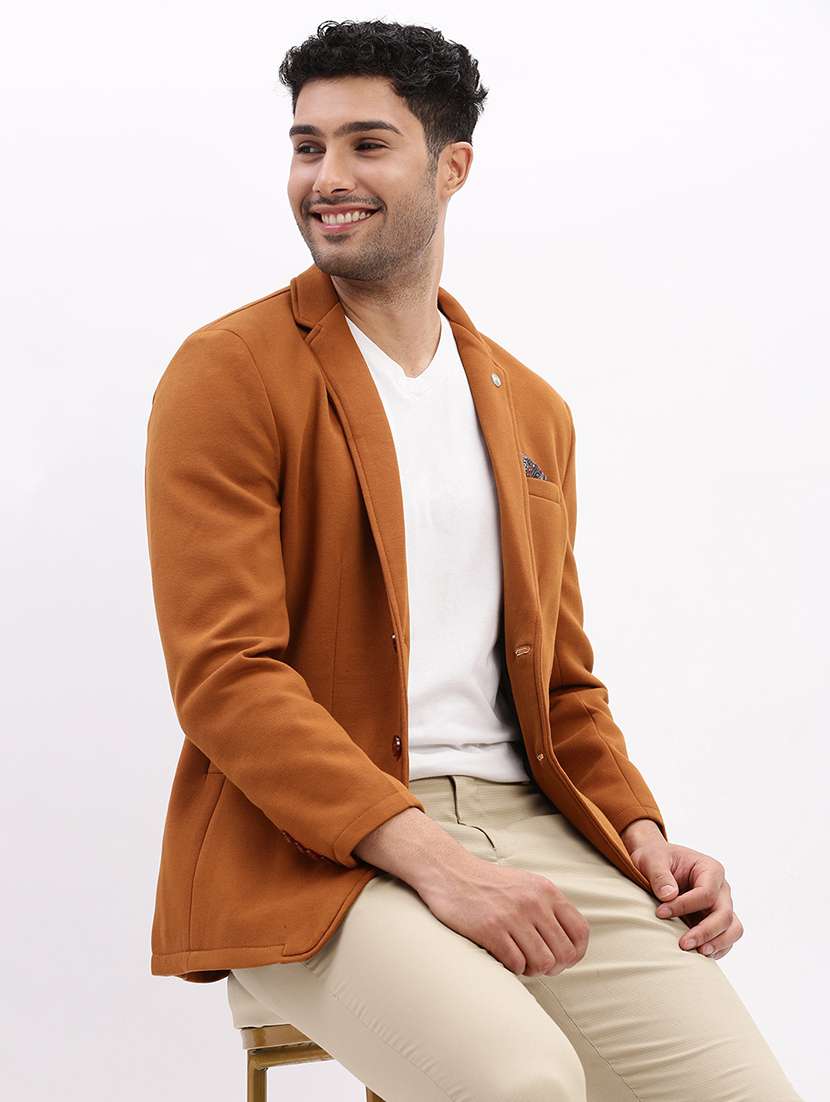 men's solid notched lapel single breasted blazer - 21276882 -  Standard Image - 1