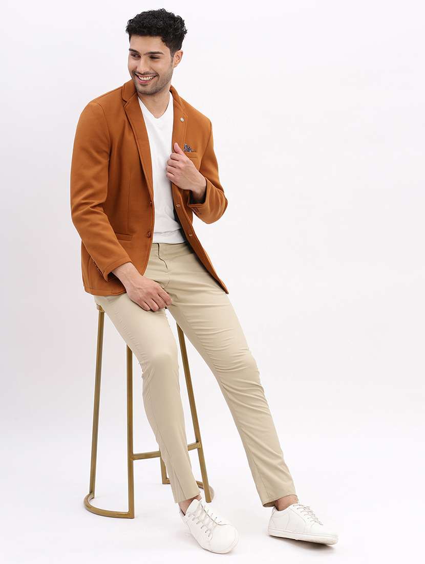 men's solid notched lapel single breasted blazer - 21276882 -  Standard Image - 4