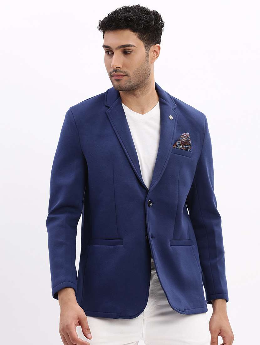 men's solid notched lapel single breasted blazer