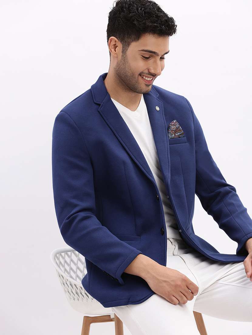 men's solid notched lapel single breasted blazer - 21276883 -  Standard Image - 1