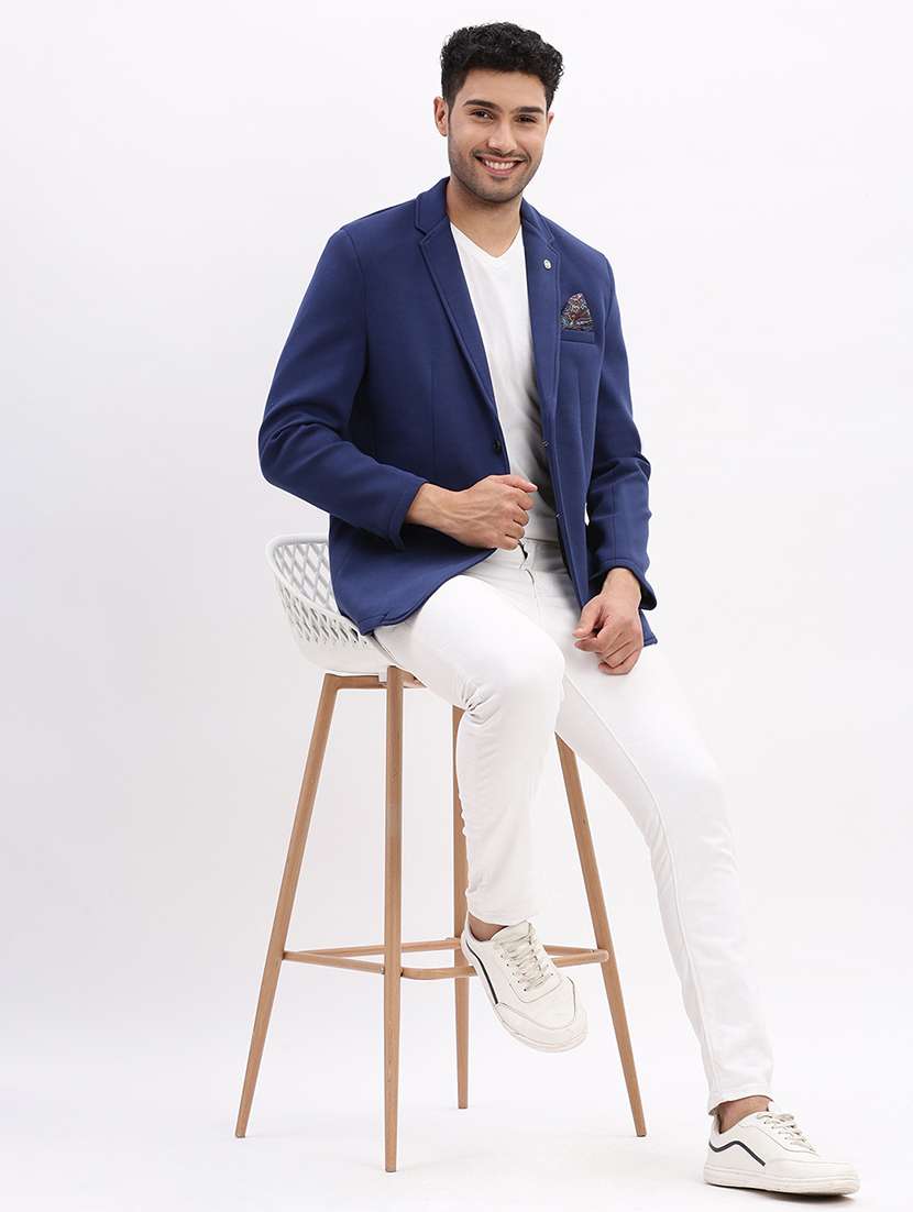 men's solid notched lapel single breasted blazer - 21276883 -  Standard Image - 4