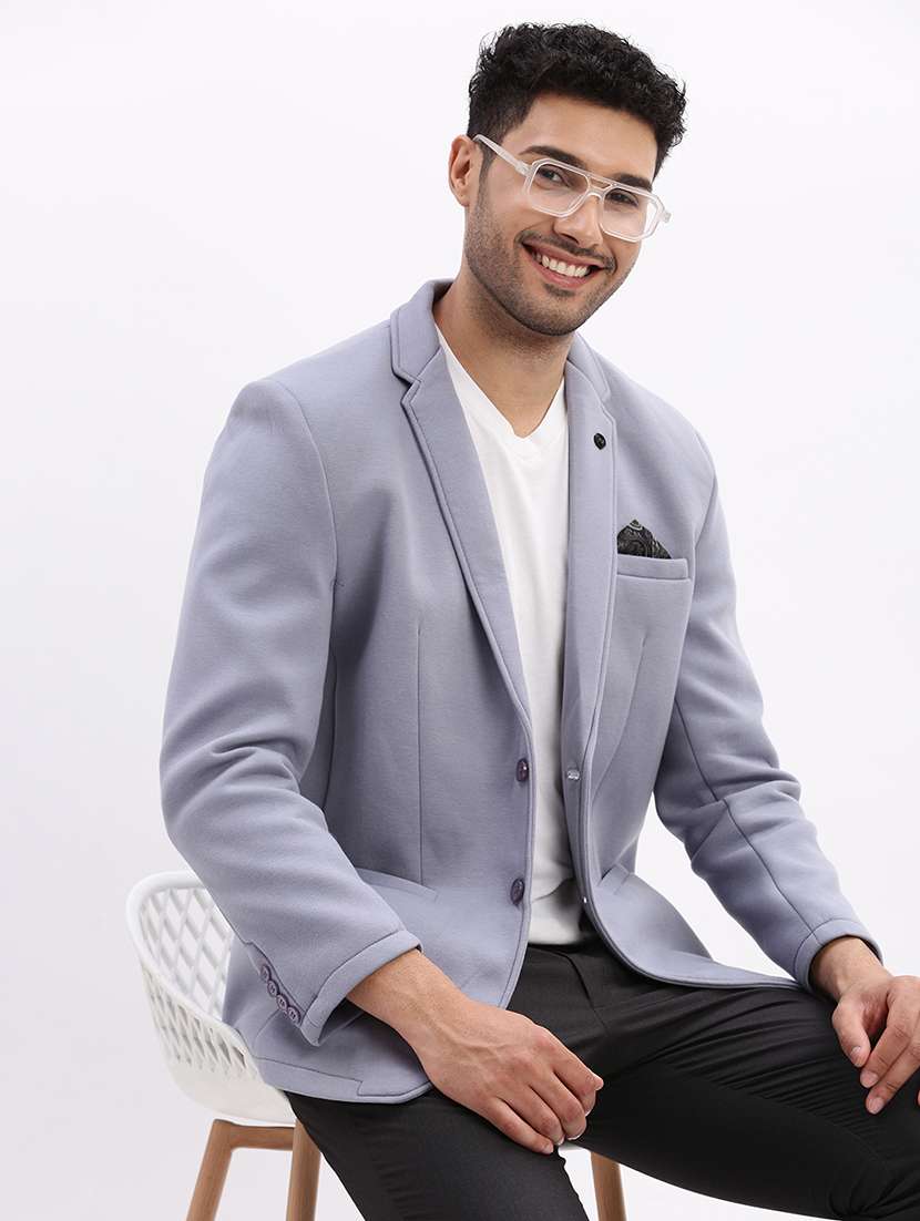 men's solid notched lapel single breasted blazer - 21276893 -  Standard Image - 1