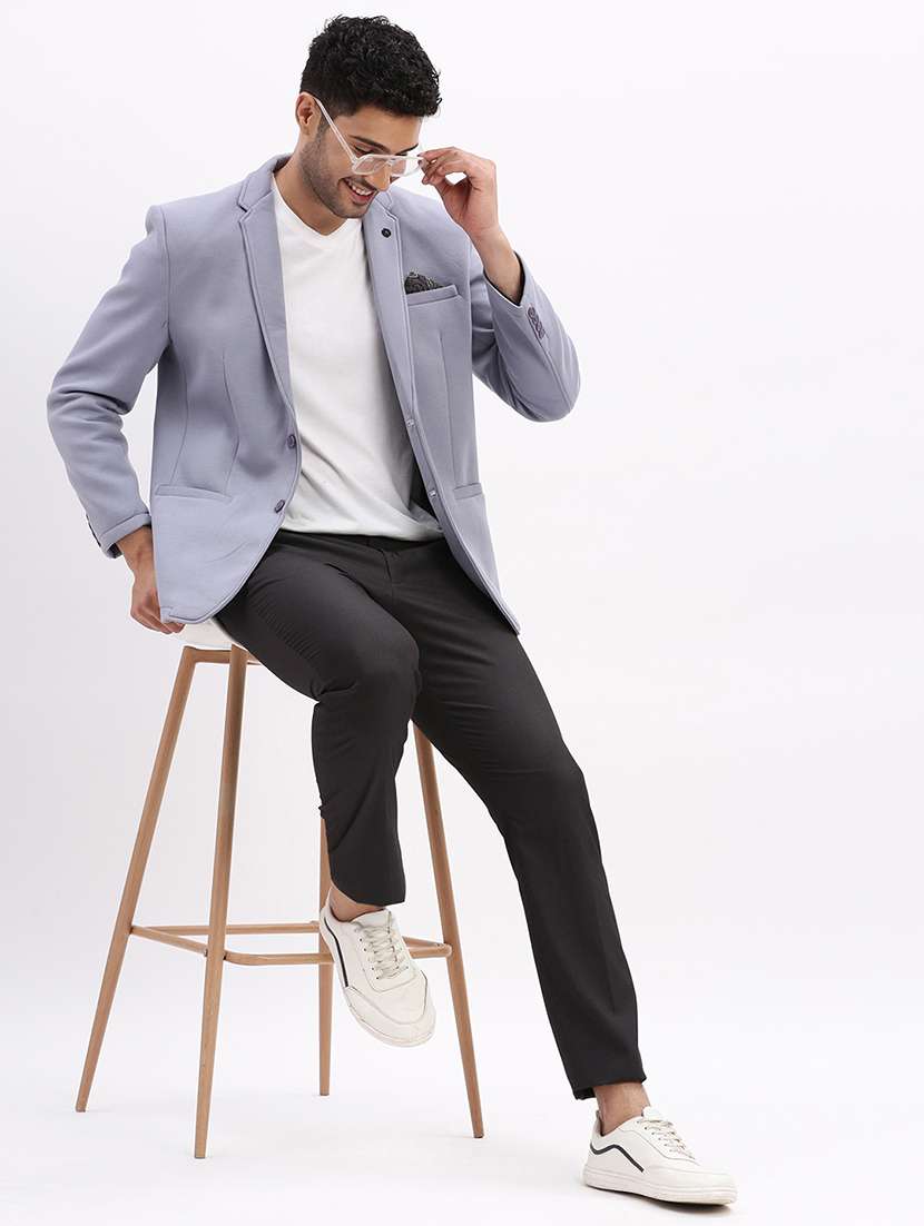 men's solid notched lapel single breasted blazer - 21276893 -  Standard Image - 4