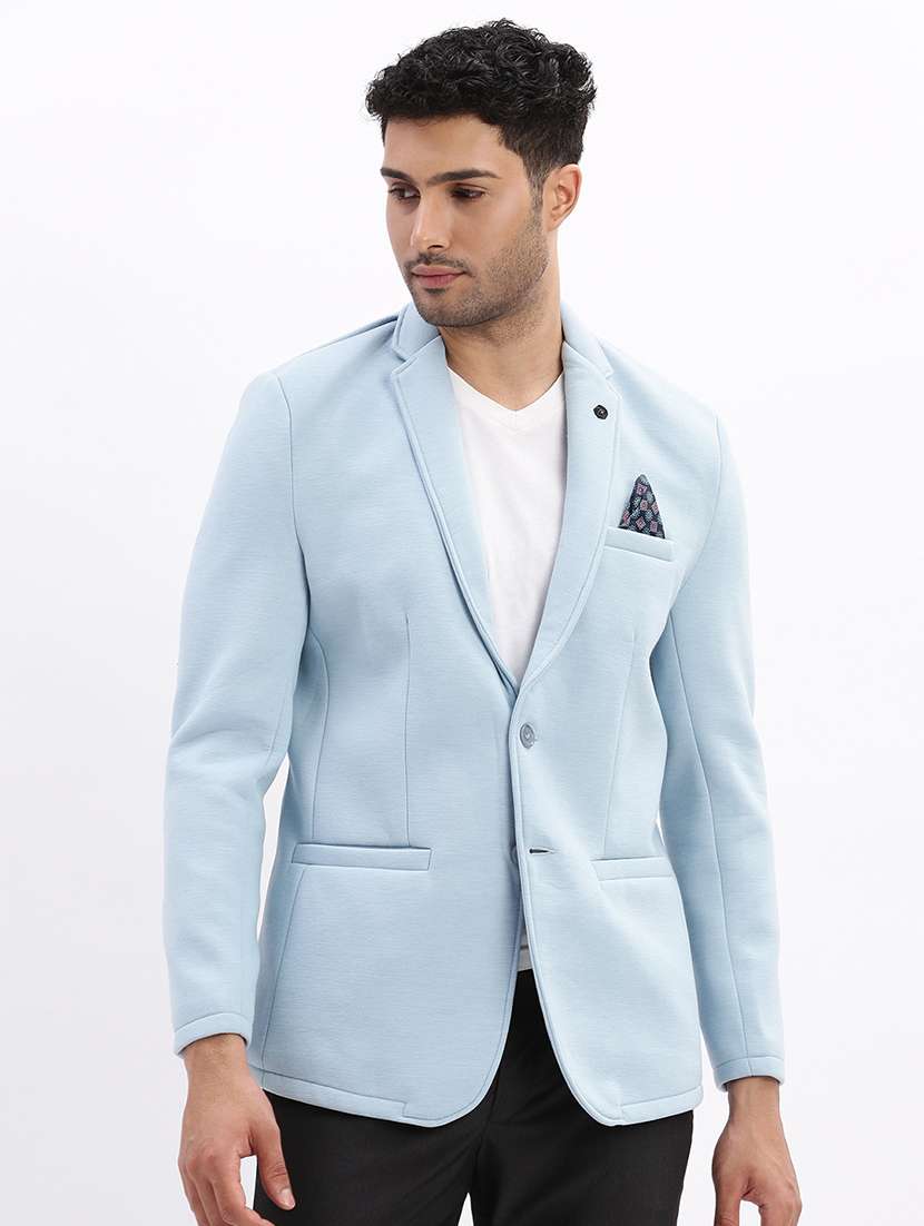 men's solid notched lapel single breasted blazer