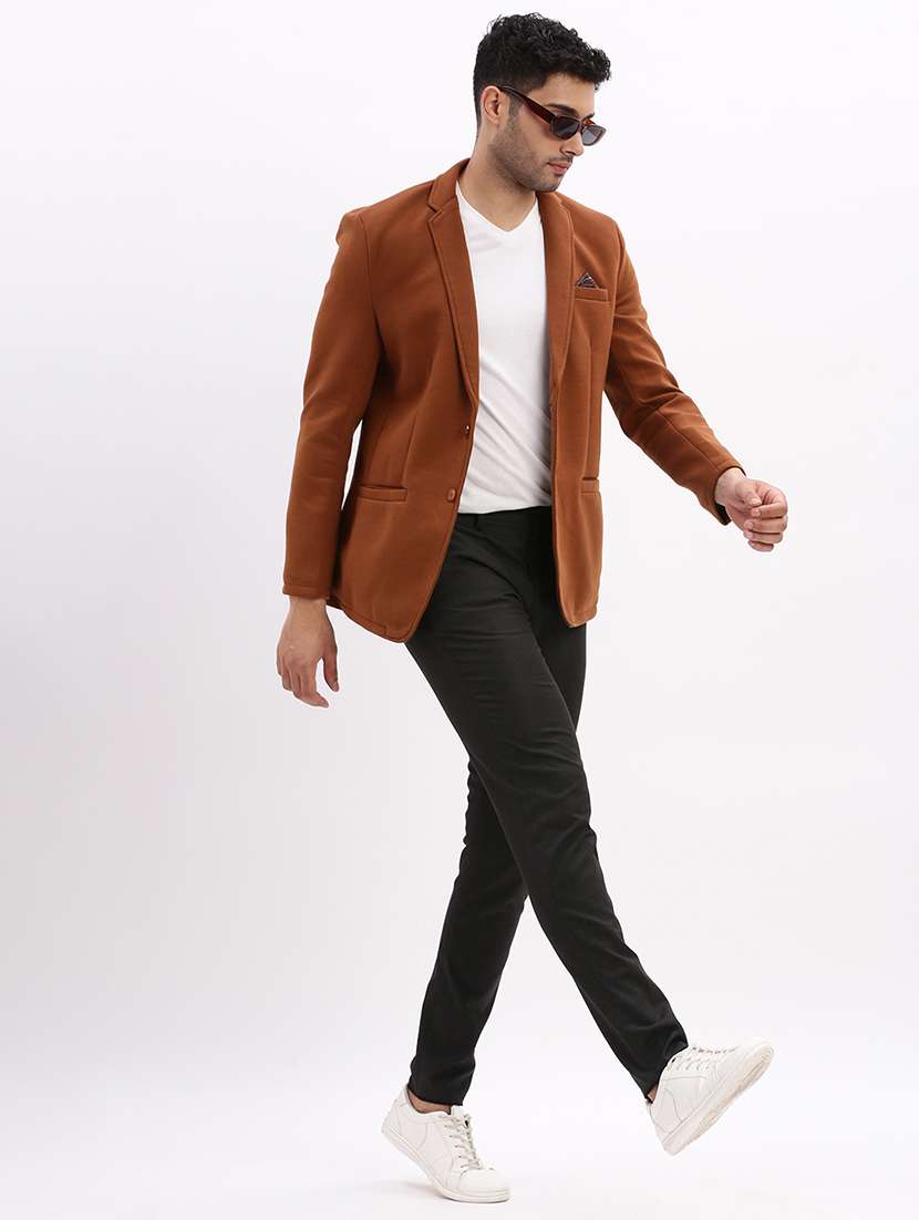 men's solid notched lapel single breasted blazer - 21276902 -  Standard Image - 4