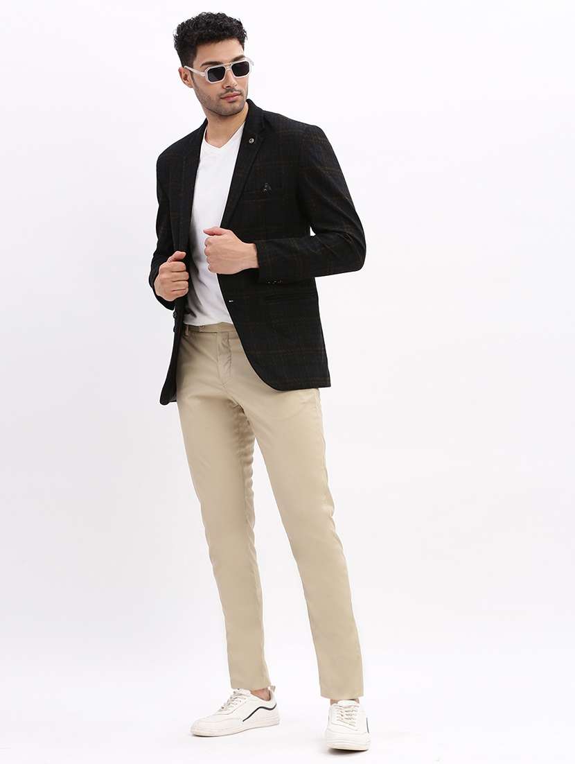 men's solid notched lapel single breasted blazer - 21276907 -  Standard Image - 4