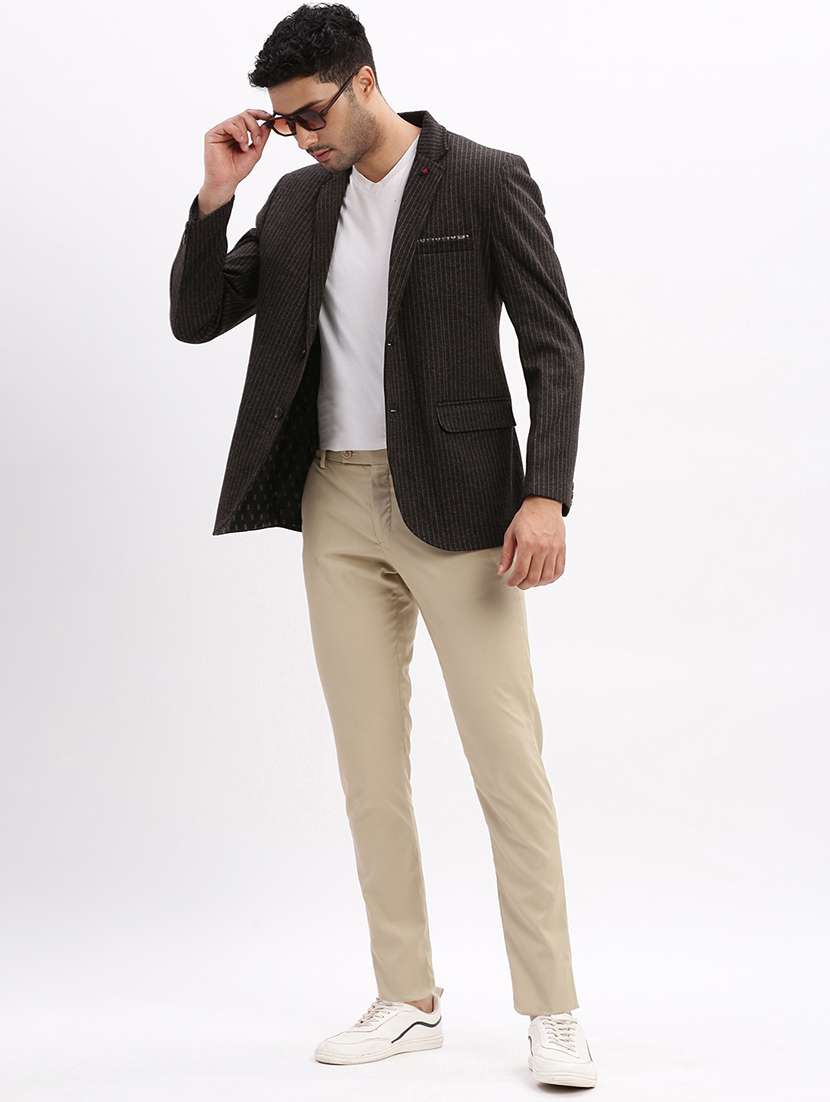men's striped notched lapel single breasted blazer - 21276908 -  Standard Image - 4