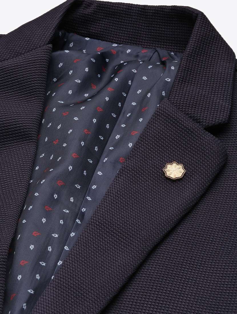 men's solid notched lapel navy blue single breasted blazer - 21276915 -  Standard Image - 6