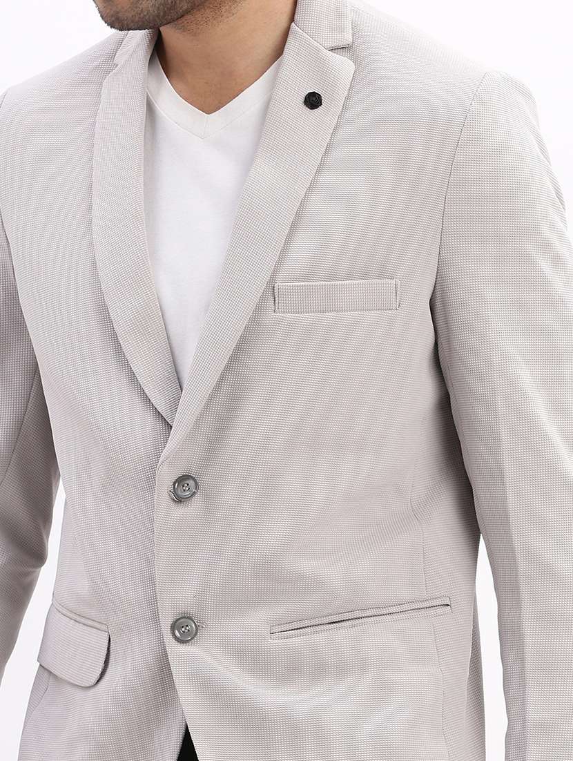 men's solid notched lapel grey single breasted blazer - 21276916 -  Standard Image - 6