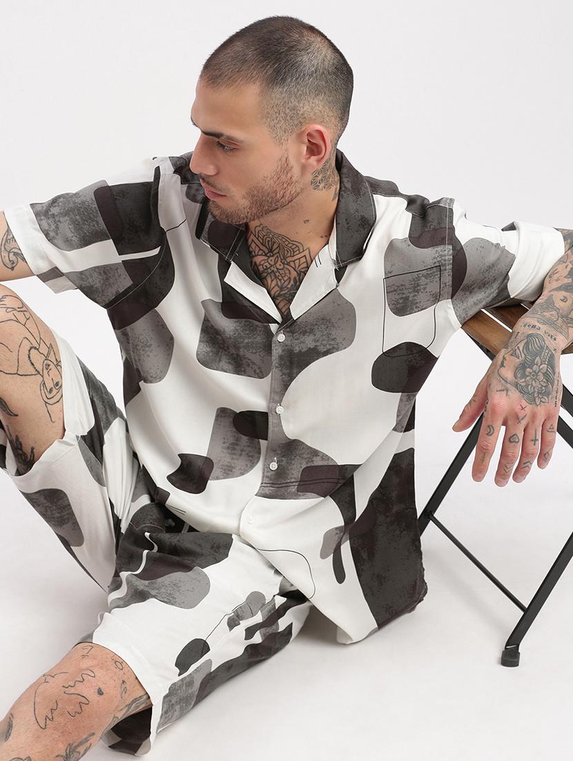 men printed cotton co-ord set - 21276934 - Standard Image - 1