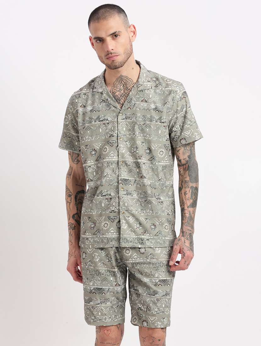 men printed cotton co-ord set