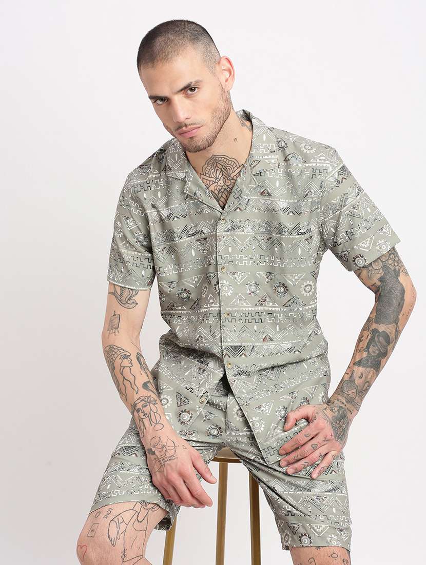 men printed cotton co-ord set - 21276964 -  Standard Image - 1