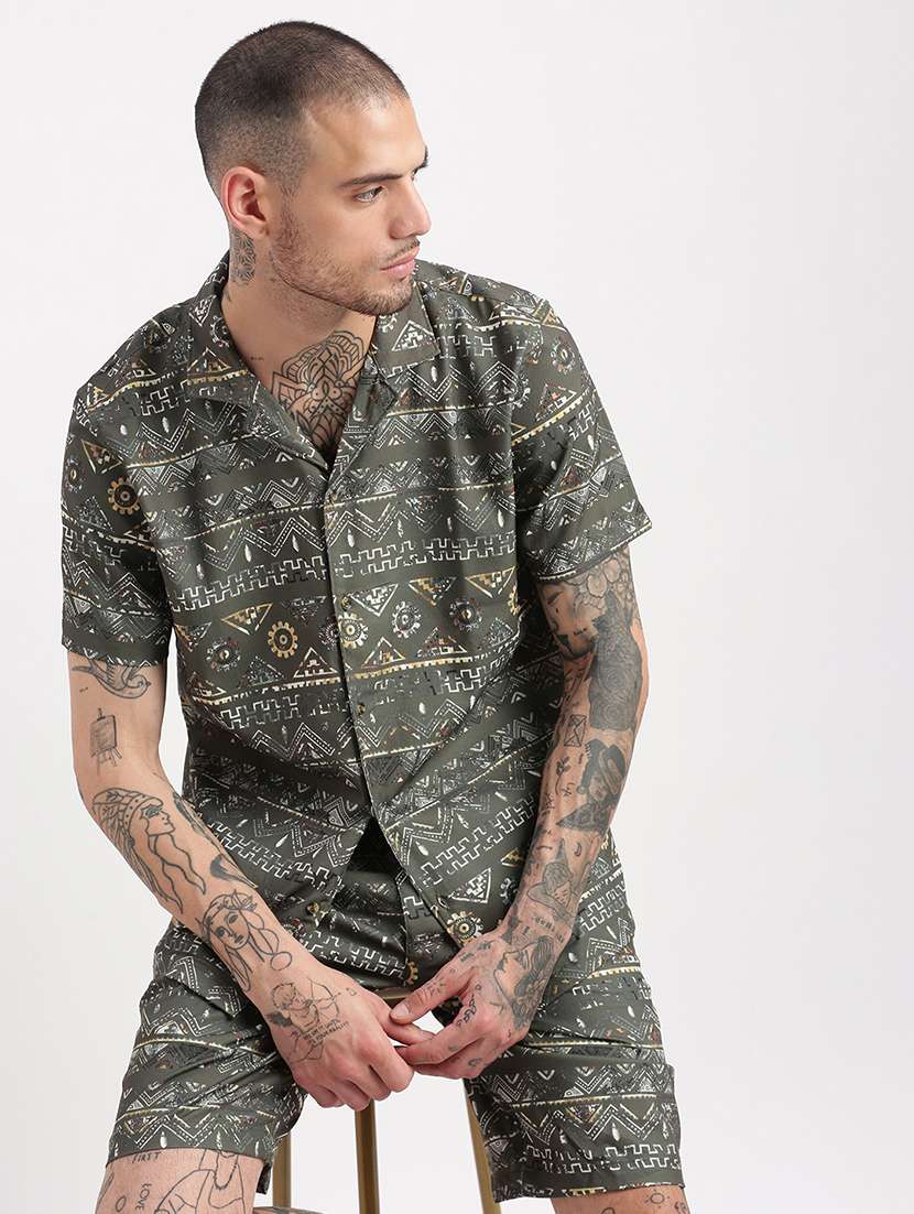 men geometric printed co-ord sets - 21276968 -  Standard Image - 1
