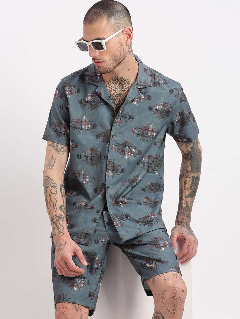 men printed cotton co-ord set - 21276974 -  Standard Image - 1