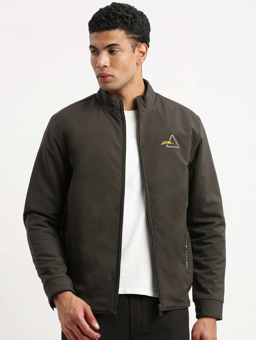 men long sleeves mock collar bomber jacket