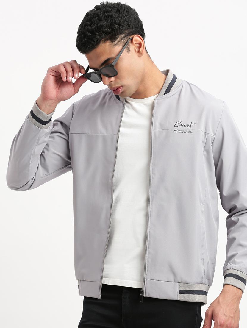 men long sleeves mandarin neck bomber jacket - 21277084 - Standard Image - 1