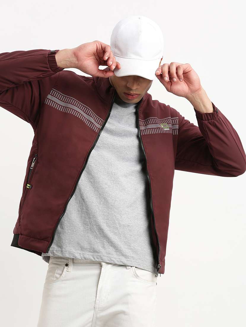 men maroon long sleeves bomber jackets - 21277112 -  Standard Image - 1