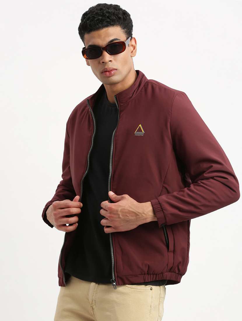 men maroon long sleeves bomber jackets - 21277114 -  Standard Image - 1
