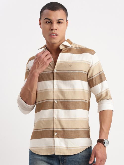 brown striped casual shirt - 21277146 - Standard Image - 0