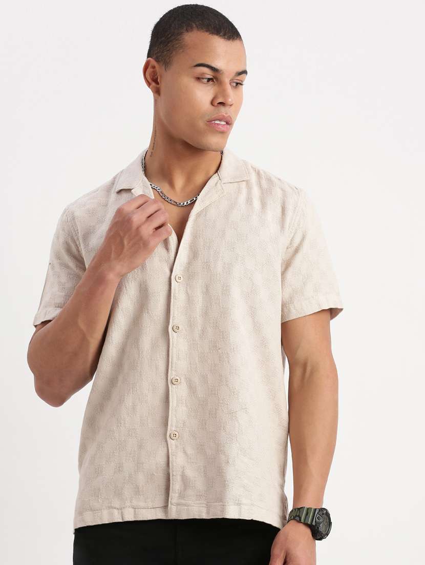 men self design casual shirt