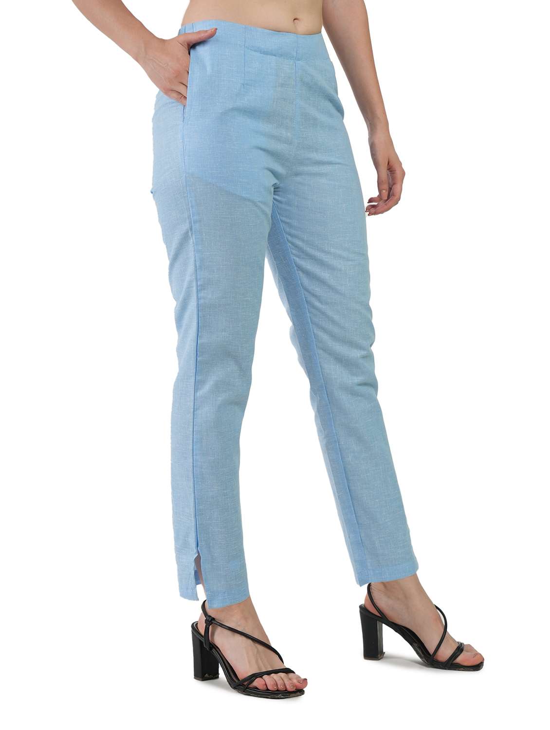 women solid mid rise cigarette pant - 21277308 - Standard Image - 1