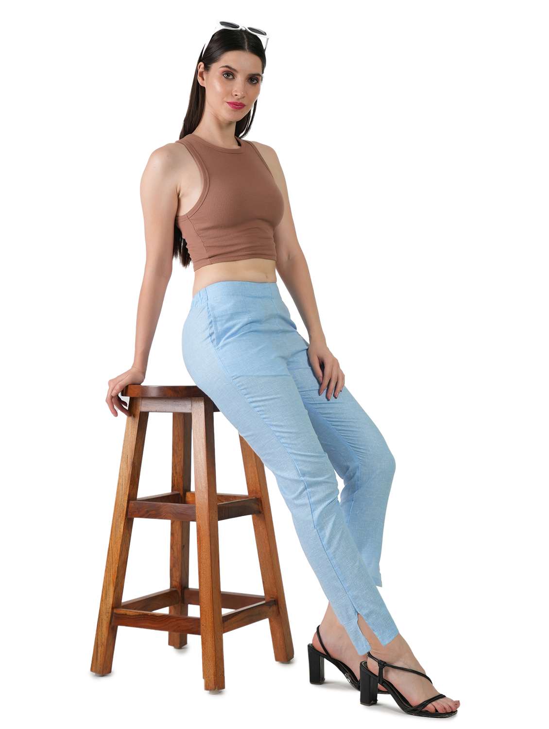 women solid mid rise cigarette pant - 21277308 - Standard Image - 4