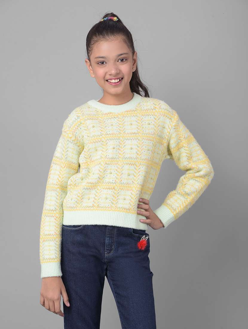 girls long sleeve self-designed sweater 