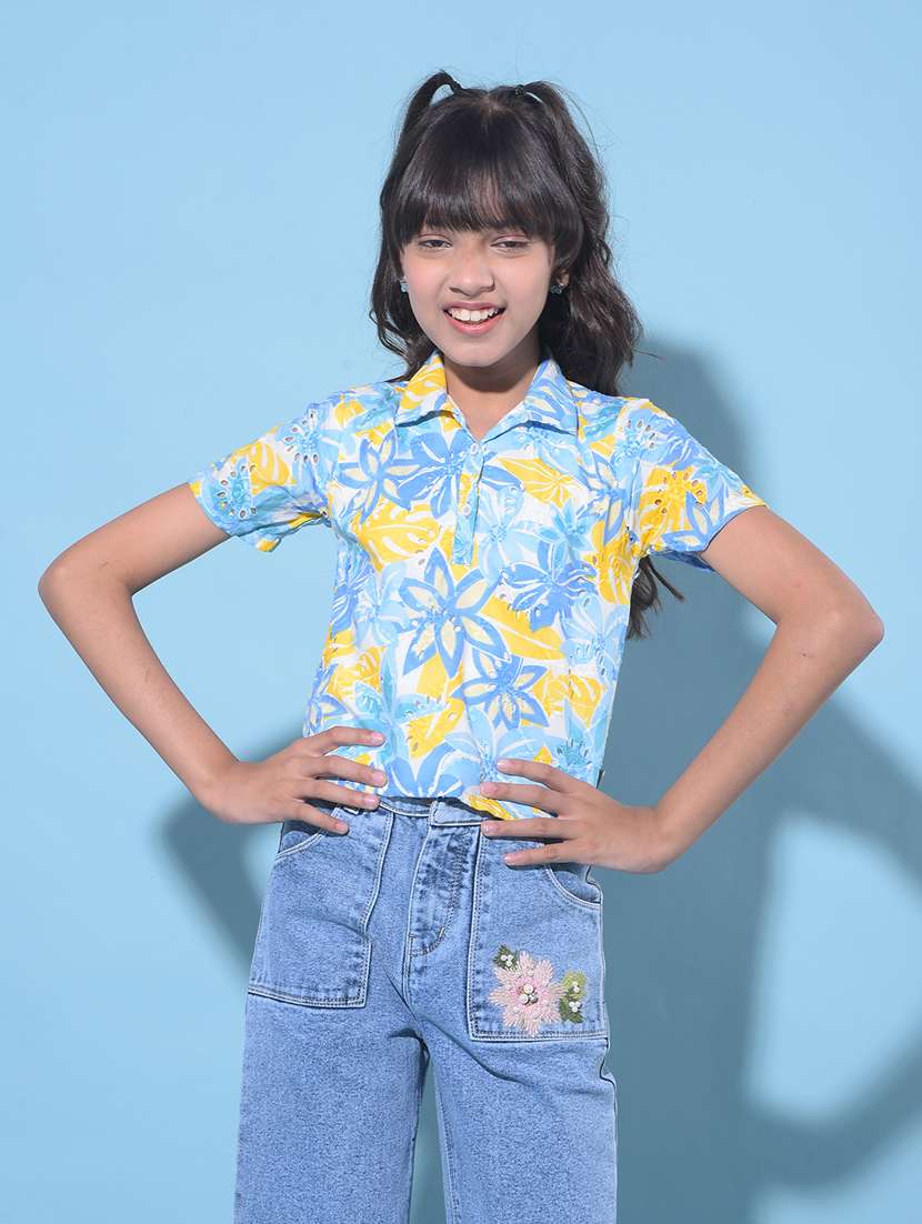 white printed cotton top