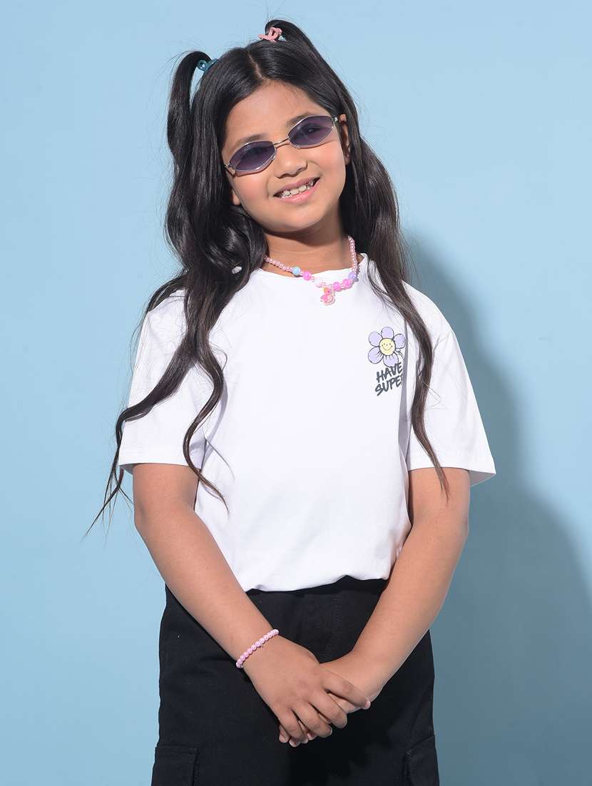 white cotton regular tee