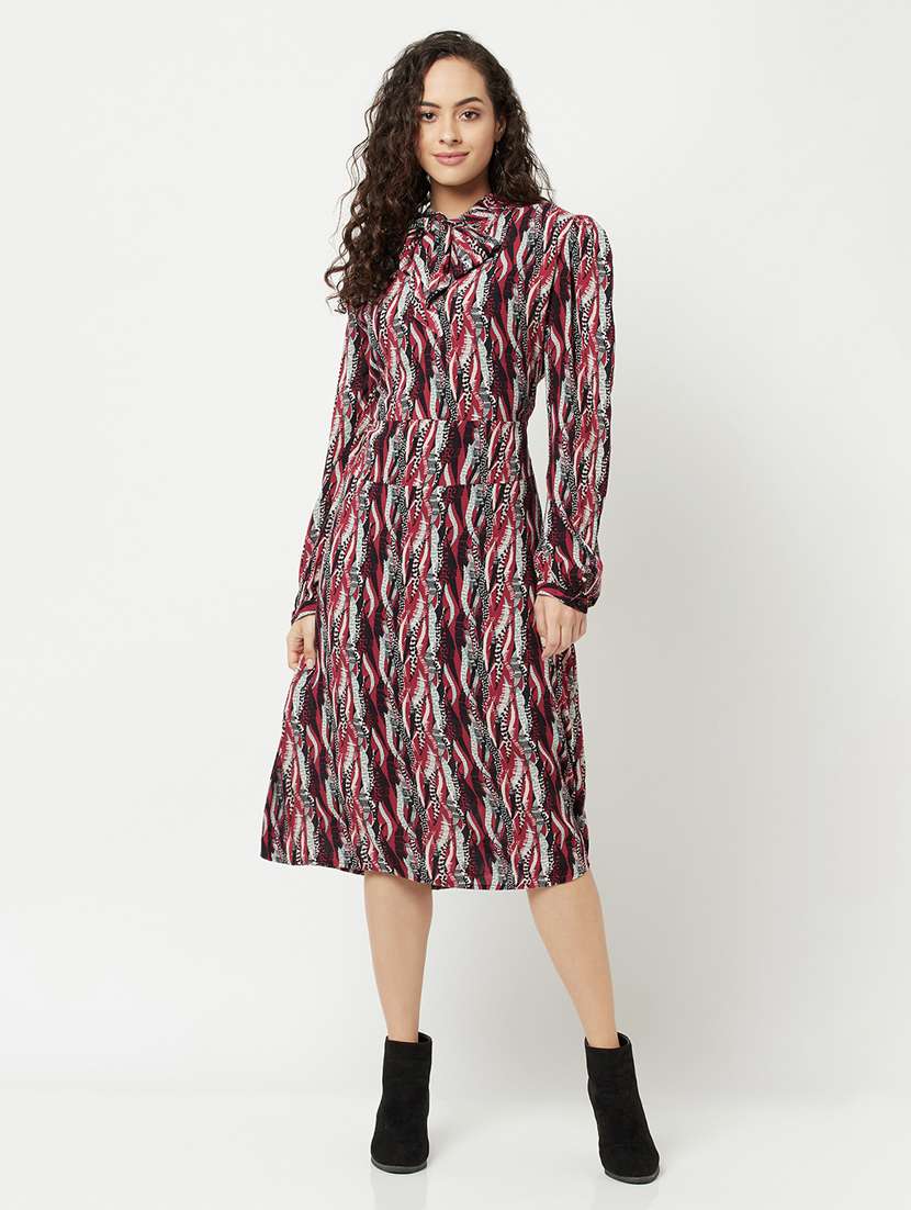 women multi color printed a-line dress