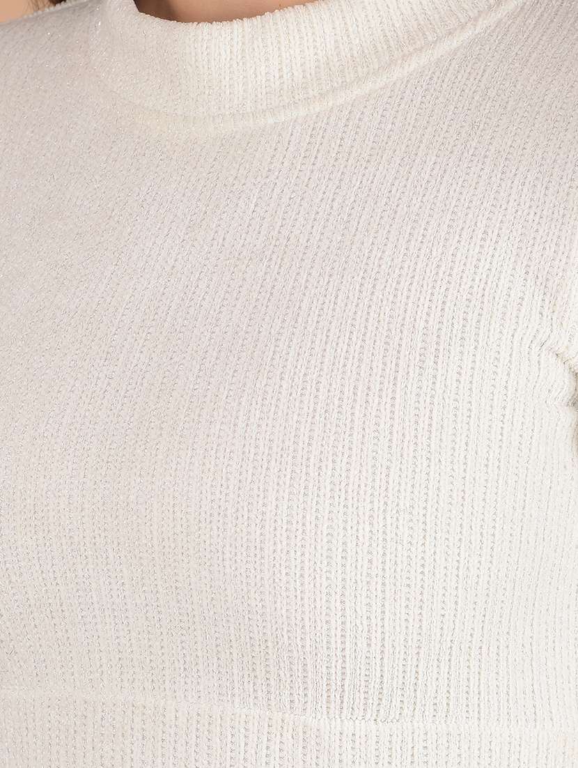 women off white high neck fit & flare dress - 21277334 -  Standard Image - 6